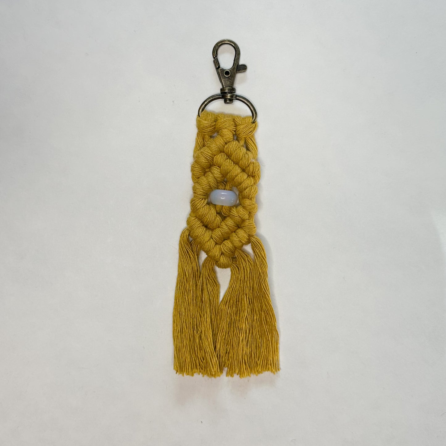 Macrame Stone Bead Keychain - Opalite