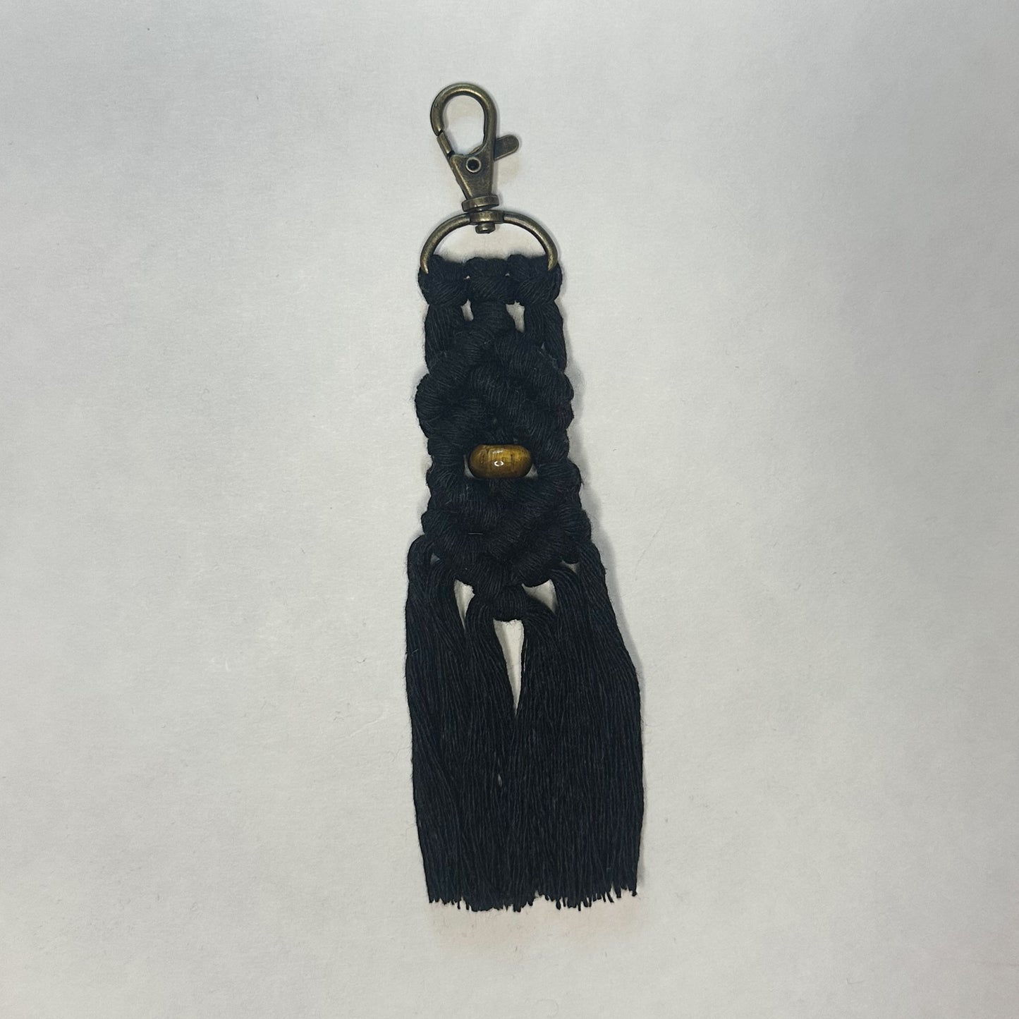Macrame Stone Bead Keychain - Tiger’s Eye