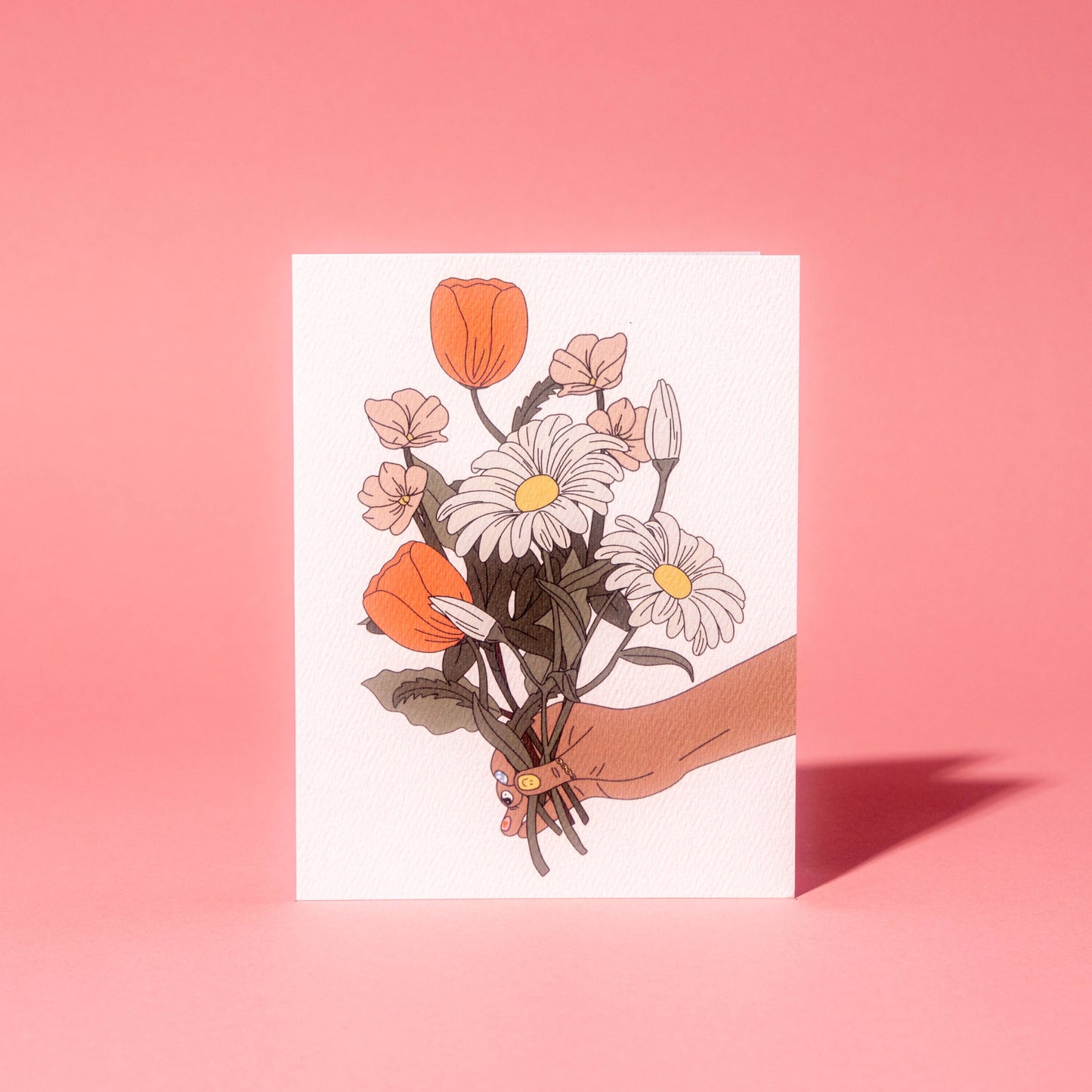 Hand Holding Flower Bouquet Card