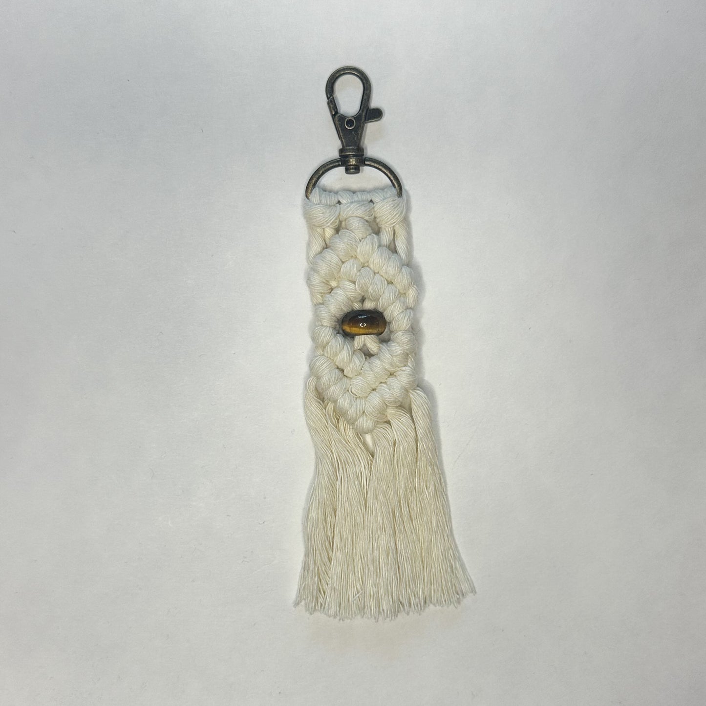Macrame Stone Bead Keychain - Tiger’s Eye