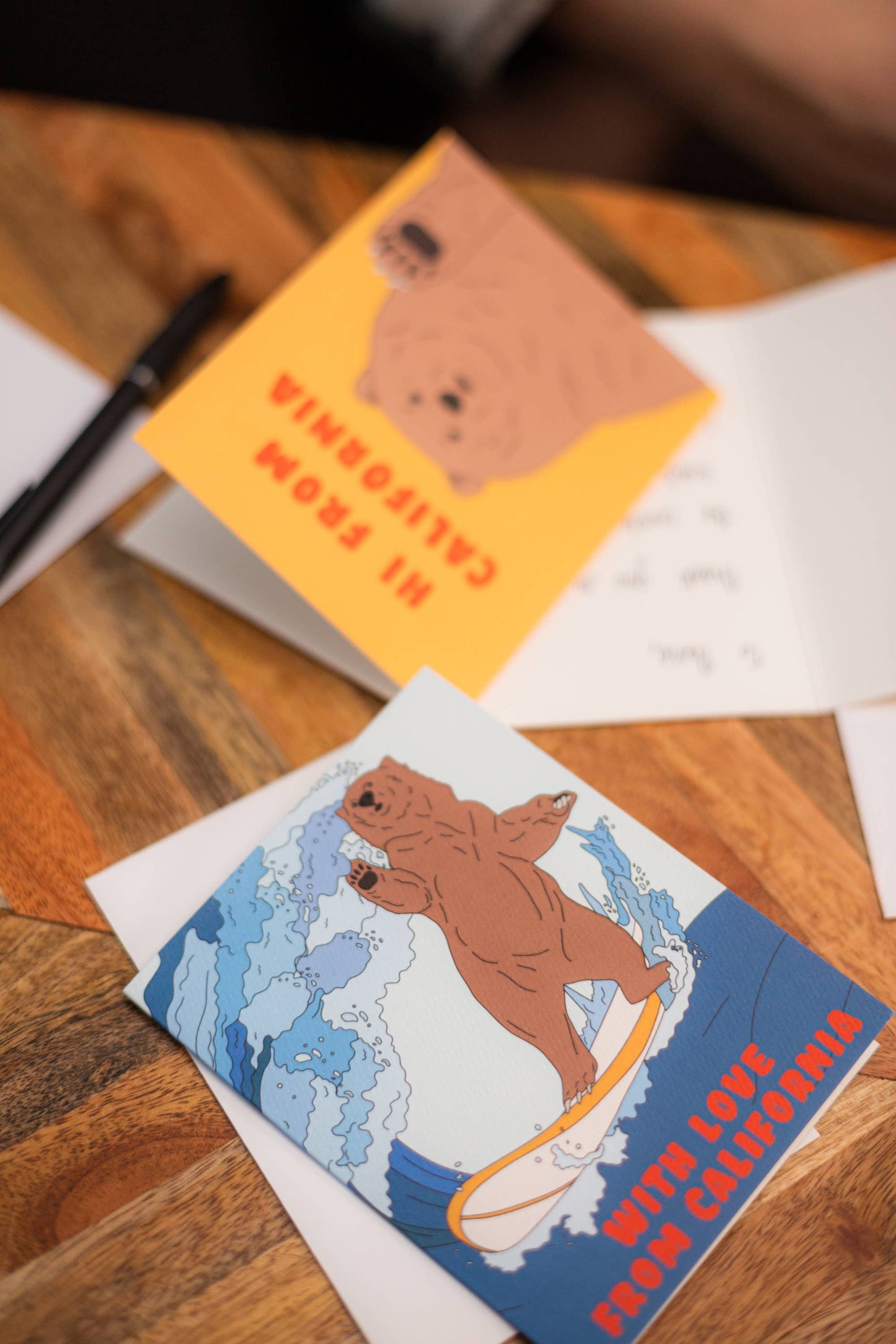 California Surfing Bear Card