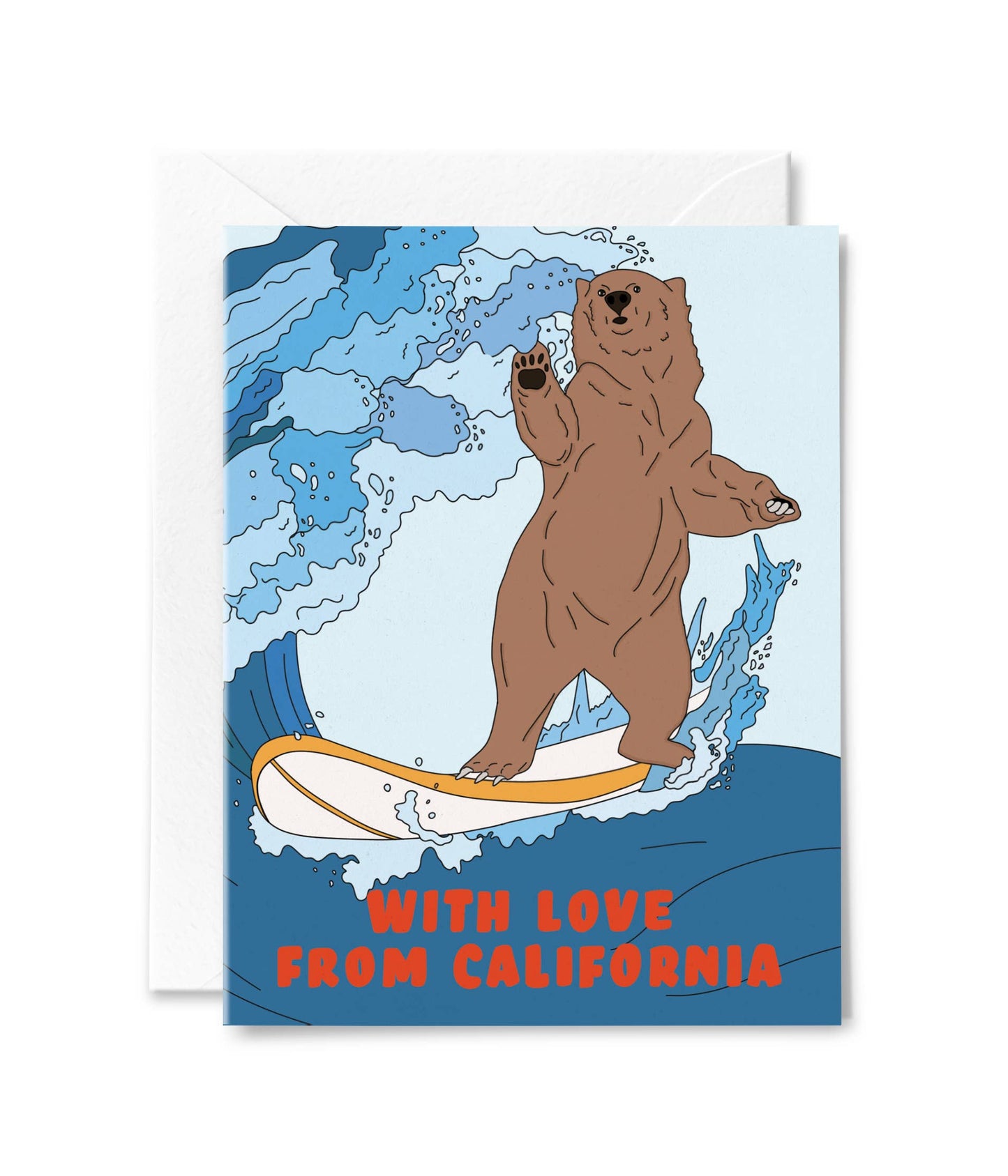 California Surfing Bear Card
