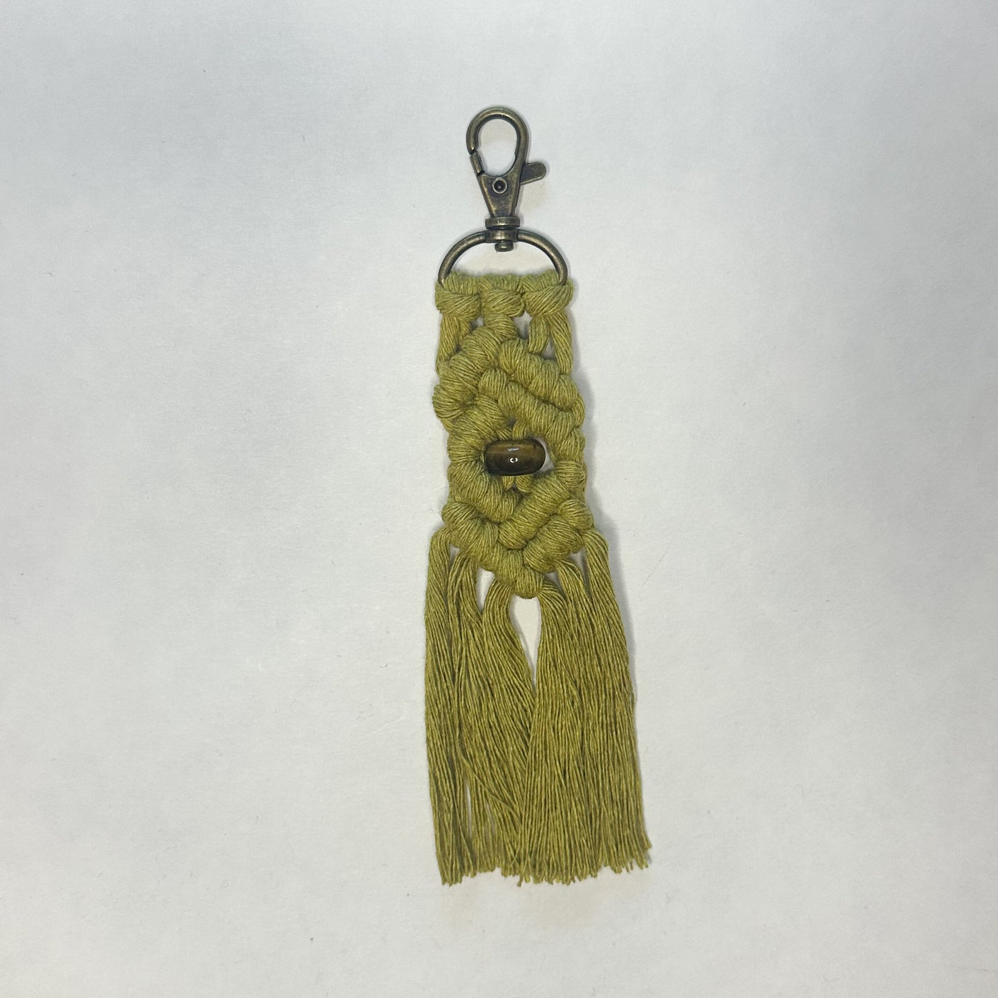 Macrame Stone Bead Keychain - Tiger’s Eye