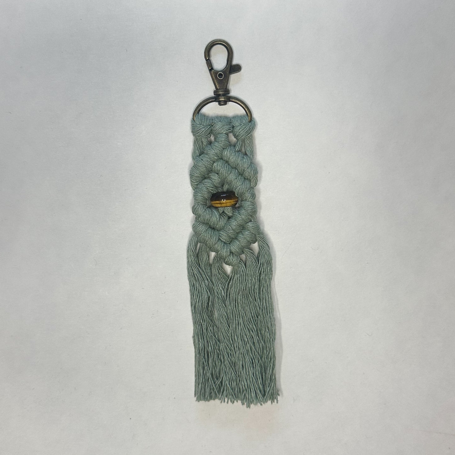Macrame Stone Bead Keychain - Tiger’s Eye