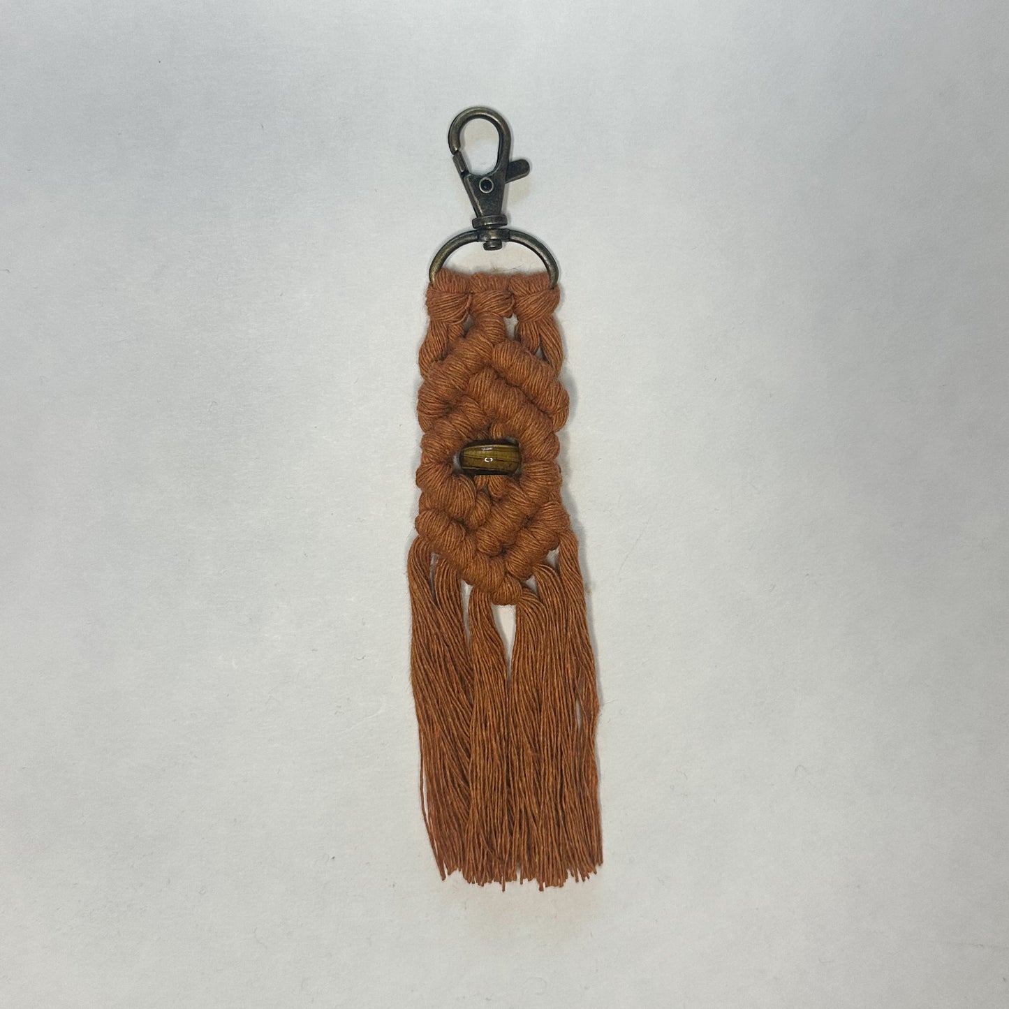 Macrame Stone Bead Keychain - Tiger’s Eye