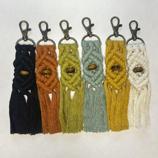Macrame Stone Bead Keychain - Tiger’s Eye
