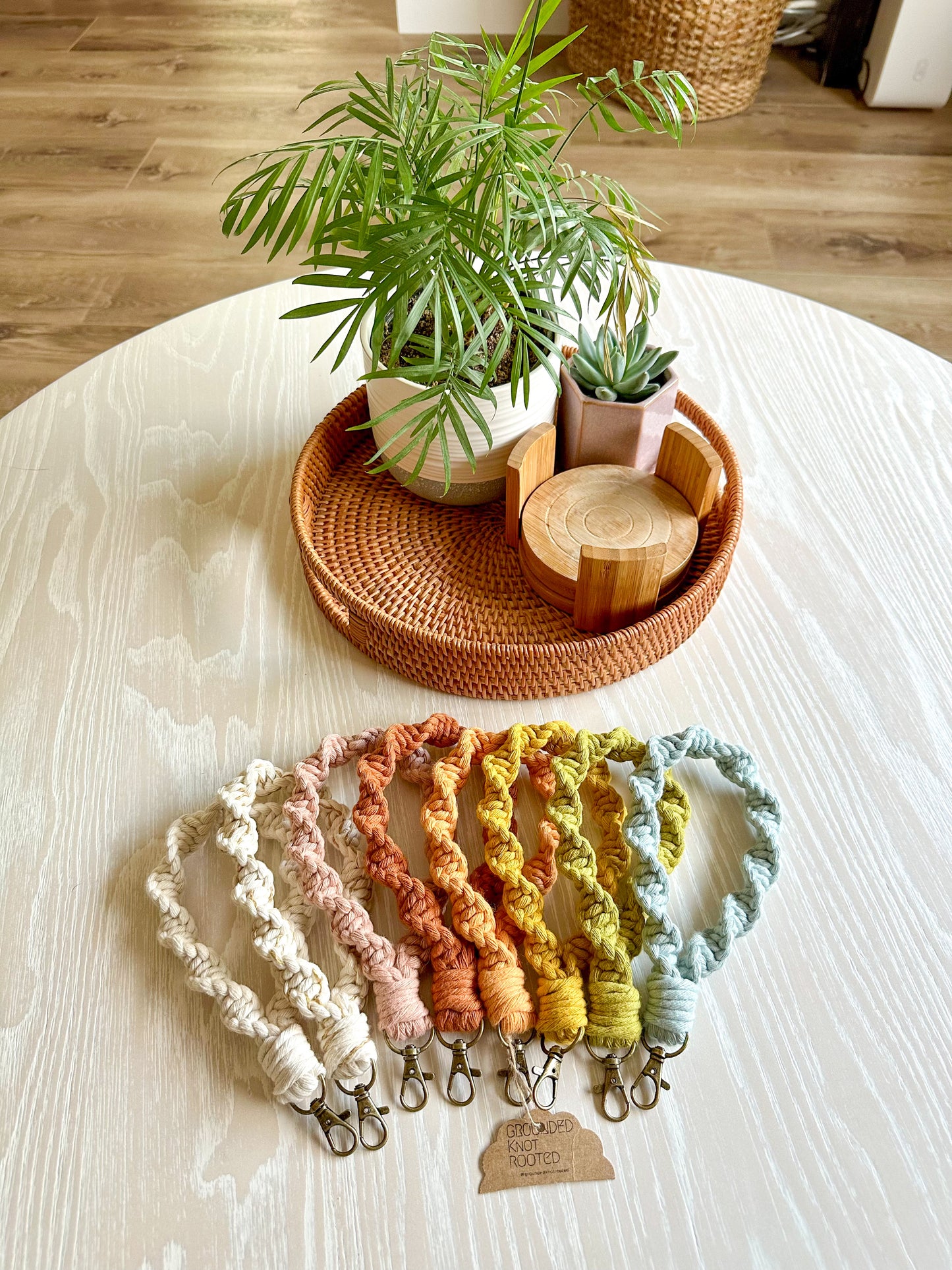 Macrame Twisted Wristlet Keychain