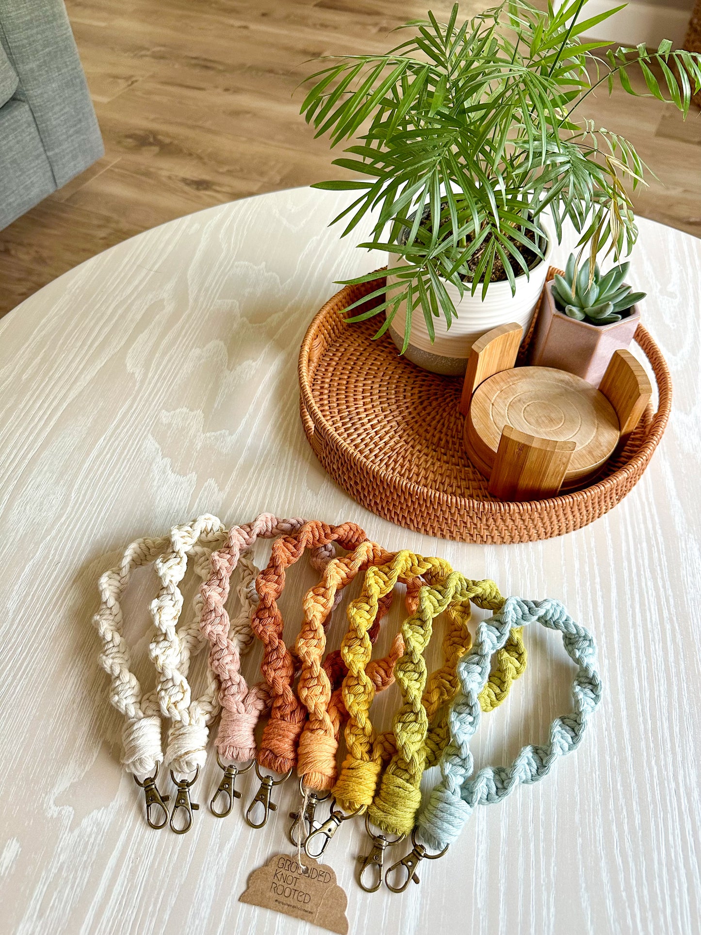 Macrame Twisted Wristlet Keychain