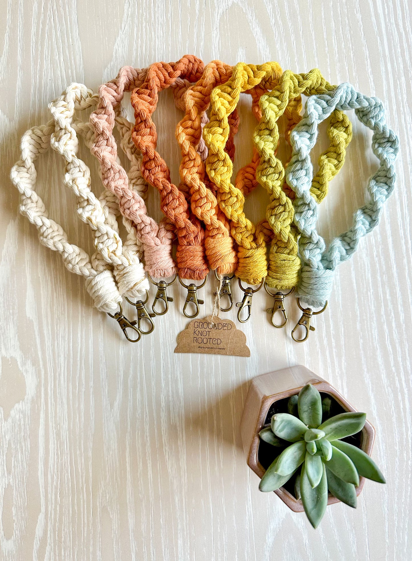 Macrame Twisted Wristlet Keychain