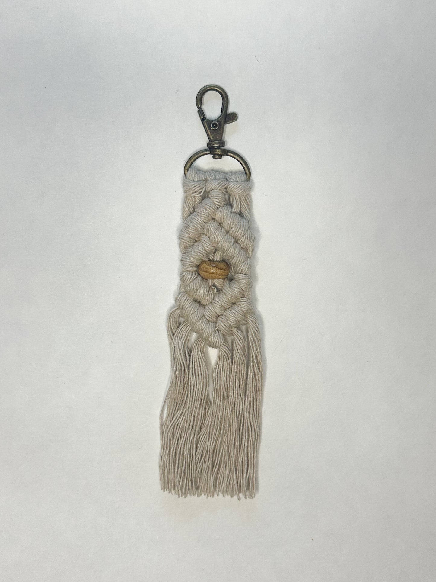 Macrame Stone Bead Keychain - Picture Jasper