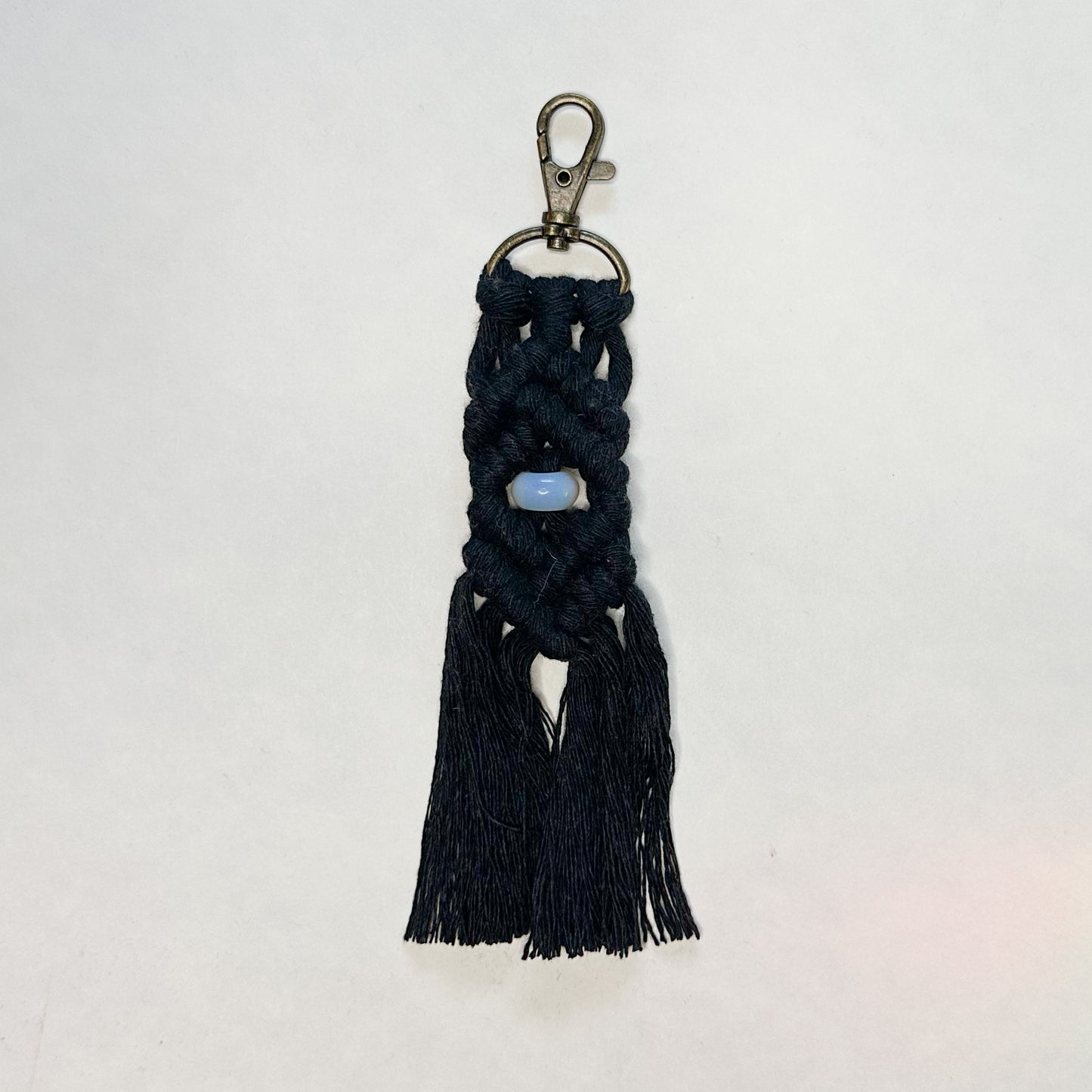 Macrame Stone Bead Keychain - Opalite