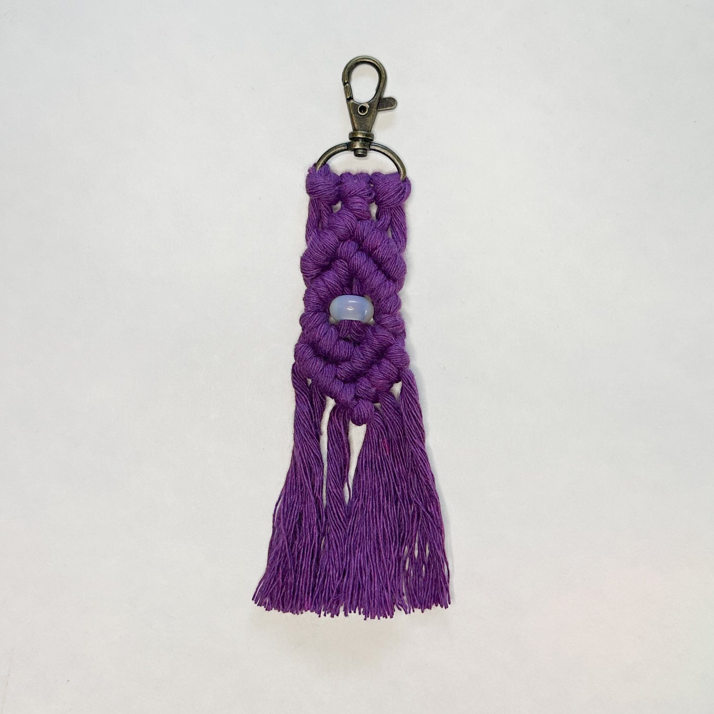 Macrame Stone Bead Keychain - Opalite