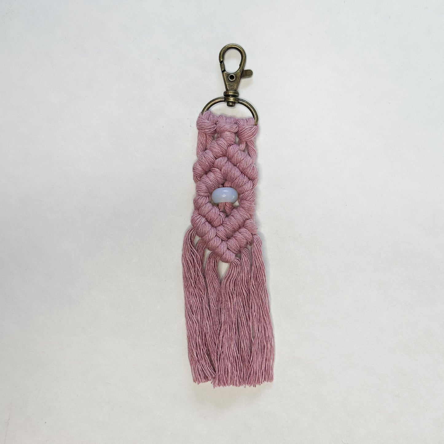 Macrame Stone Bead Keychain - Opalite
