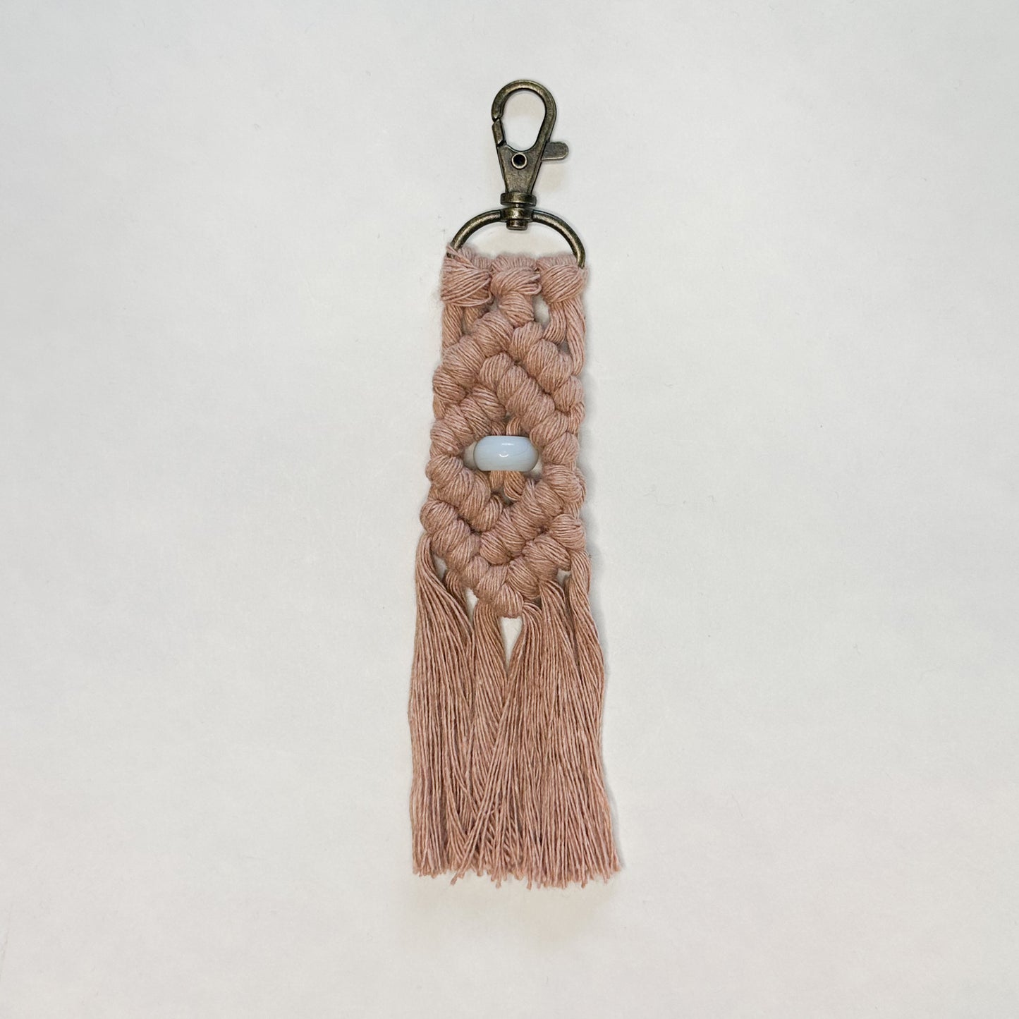 Macrame Stone Bead Keychain - Opalite