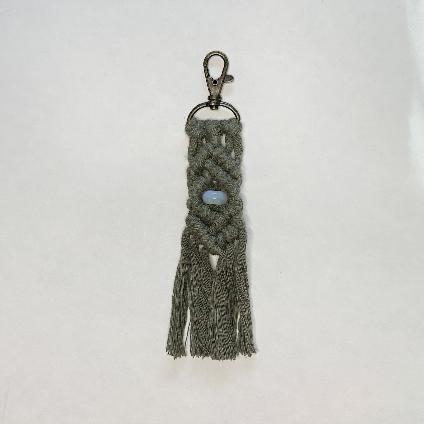 Macrame Stone Bead Keychain - Opalite