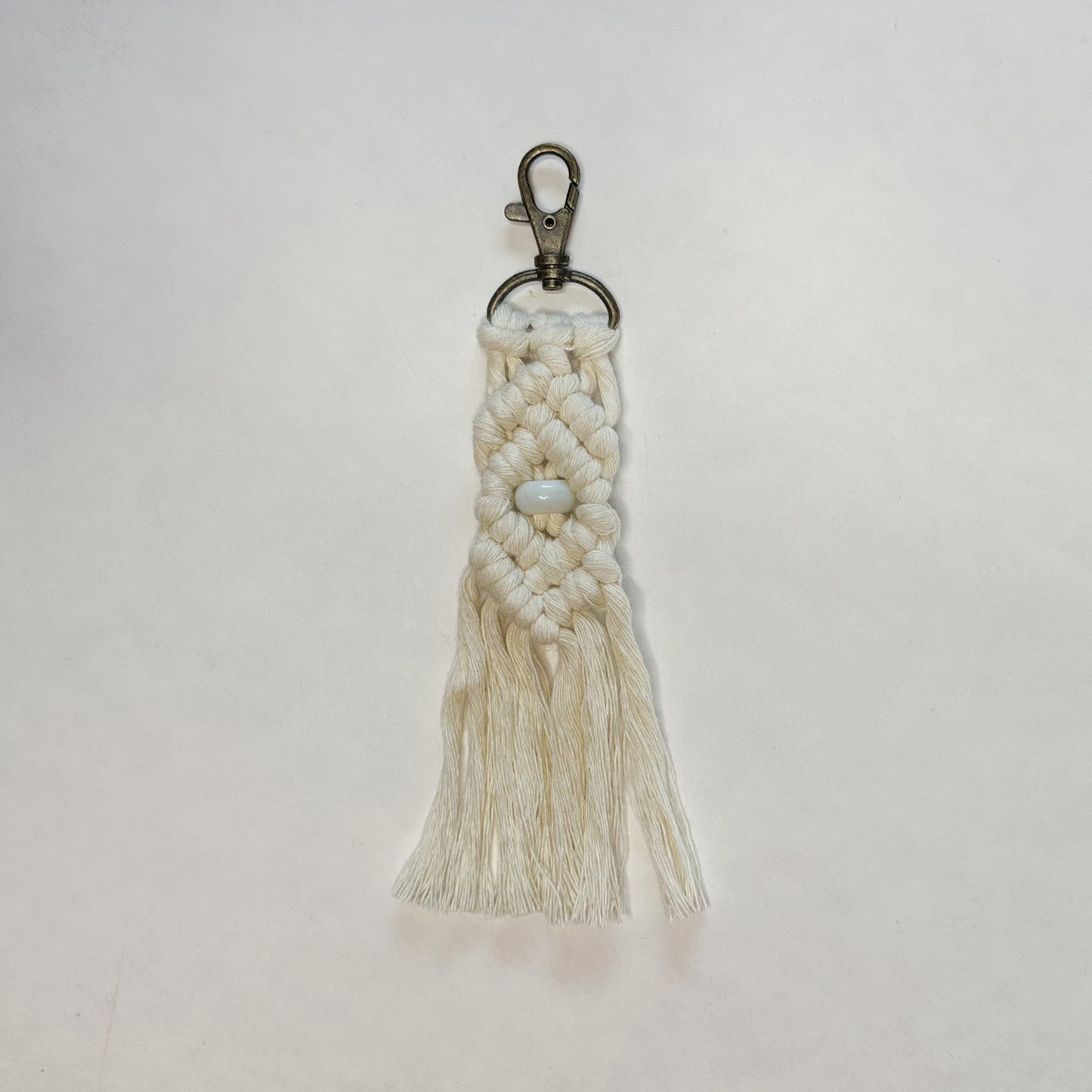 Macrame Stone Bead Keychain - Opalite