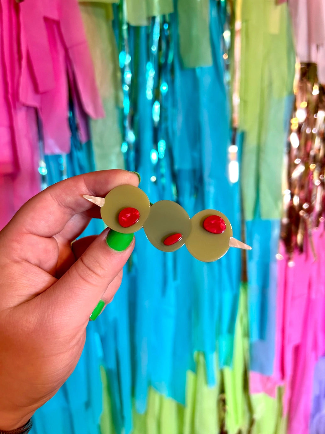 Stuffed Olive Hair Barrette