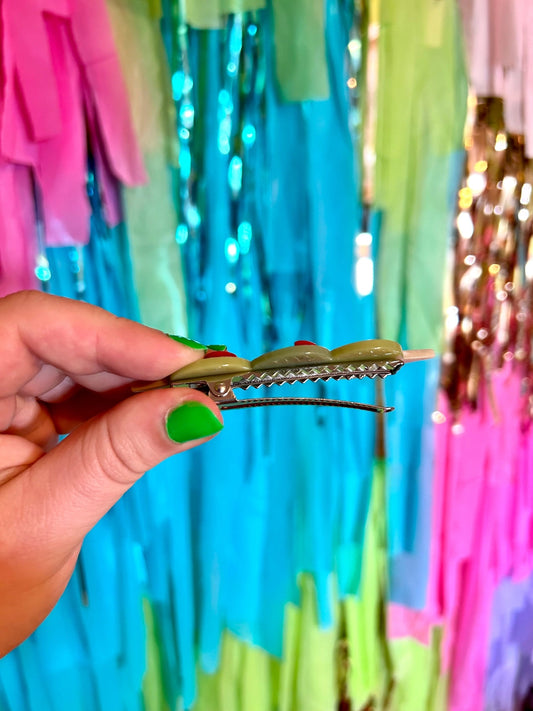 Stuffed Olive Hair Barrette