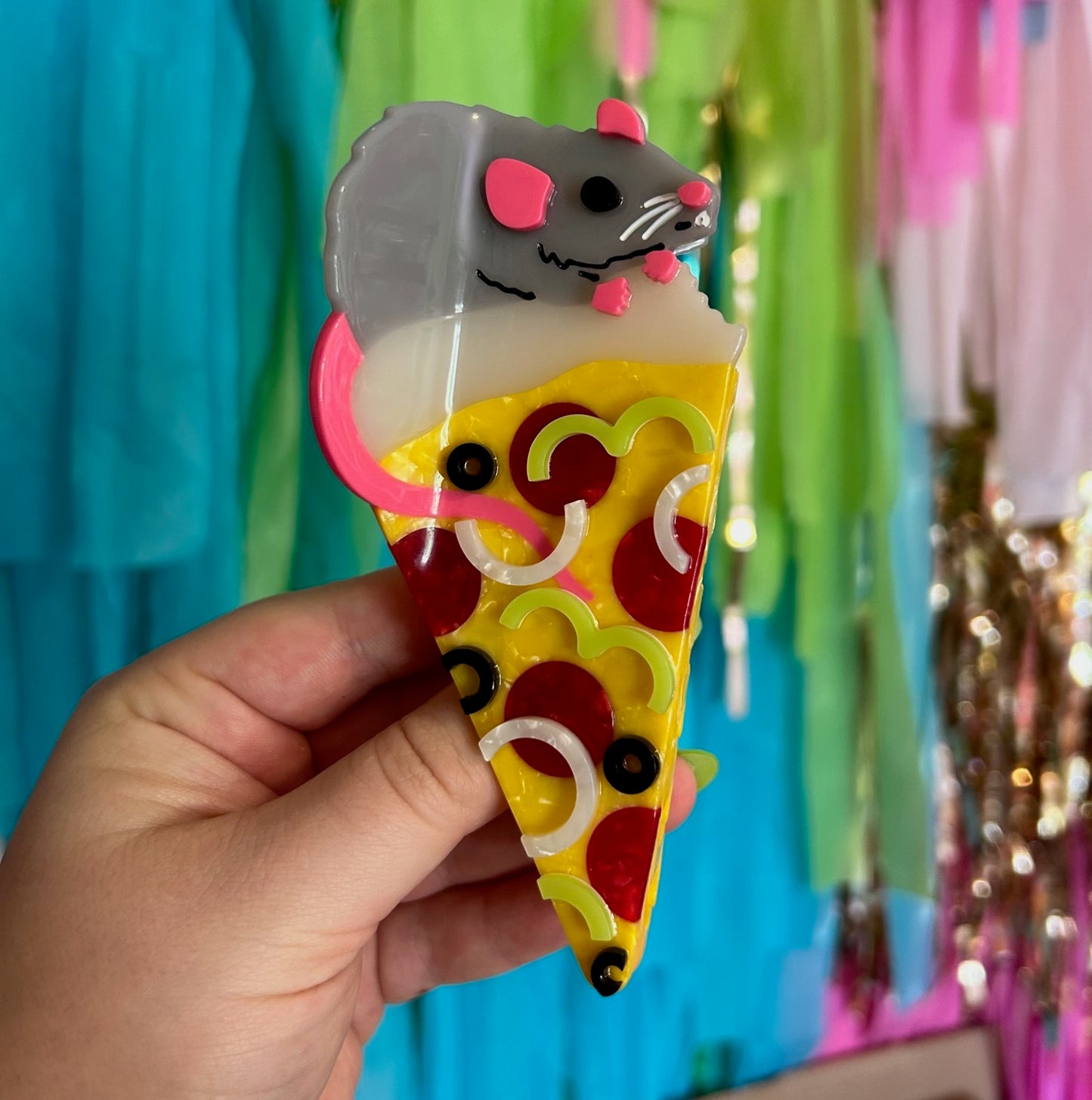 Pizza Rat Hair Clip