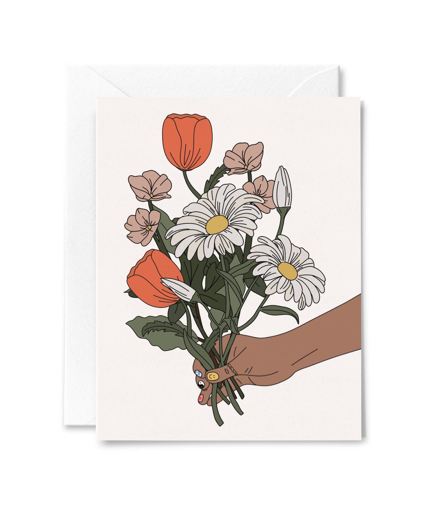 Hand Holding Flower Bouquet Card
