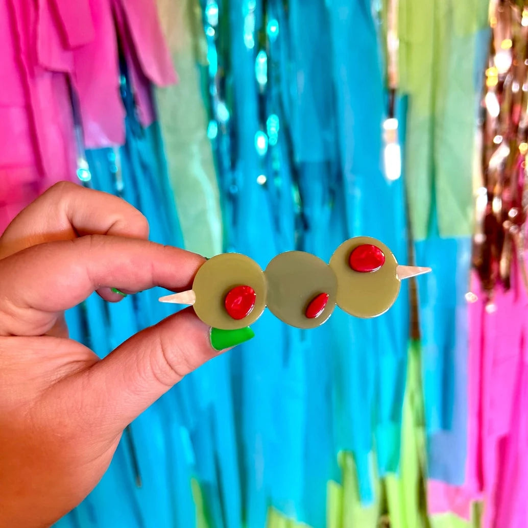 Stuffed Olive Hair Barrette